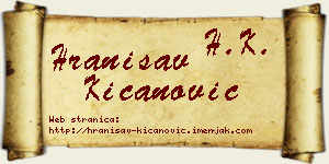 Hranisav Kićanović vizit kartica